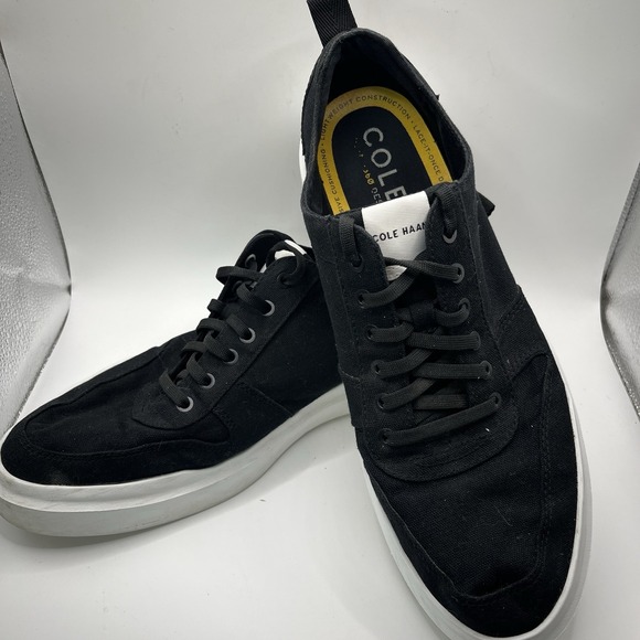 Cole Haan Grand‎ Sneakers Canvas Shoes Mens 11.5 Black Lace Up Comfort Casual - Picture 1 of 11